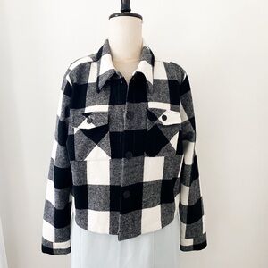 Cleo C by One Black and White Plaid Shacket Jacket, Size Medium